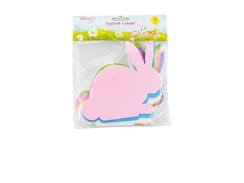 Naklejki z pianki Zajączek 10x10,5cm (8szt) 4 kolory PVE08 Brewis